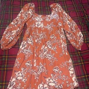Angie Terracotta Floral Dress